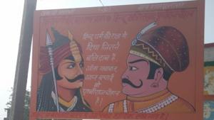 The signboard which people are protesting against. (HT Photo) The signboard which people are protesting against. (HT Photo)