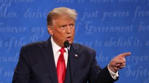 US President Donald Trump participates in the final presidential debate against Democratic presidential nominee Joe Biden at Belmont University on October 22 in Nashville, Tennessee.(AFP) US President Donald Trump participates in the final presidential debate against Democratic presidential nominee Joe Biden at Belmont University on October 22 in Nashville, Tennessee.(AFP)