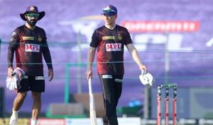 Photo of Eoin Morgan from KKR’s practice session in UAE(Twitter) Photo of Eoin Morgan from KKR’s practice session in UAE(Twitter)