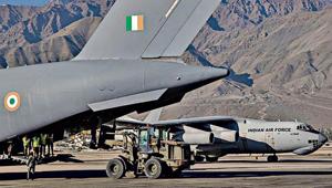 Military transport planes at a forward airbase in Leh. Military transport planes at a forward airbase in Leh.