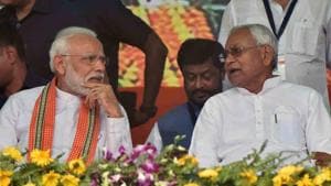 Prime Minister Narendra Modi and Bihar Chief Minister Nitish Kumar during an election rally(HT Photo)