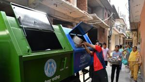 The new garbage collection vehicles are in use in Chandigarh.(HT Photo)