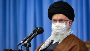 In this picture released by the official website of the office of the Iranian supreme leader, Supreme Leader Ayatollah Ali Khamenei, wearing a mask to protect against Covid-19, attends a meeting with National Corona Headquarters, in Tehran, Iran.(AP) In this picture released by the official website of the office of the Iranian supreme leader, Supreme Leader Ayatollah Ali Khamenei, wearing a mask to protect against Covid-19, attends a meeting with National Corona Headquarters, in Tehran, Iran.(AP)