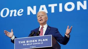 In Picture - US Democratic presidential candidate Joe Biden speaks in Wilmington, Delaware.(REUTERS) In Picture - US Democratic presidential candidate Joe Biden speaks in Wilmington, Delaware.(REUTERS)