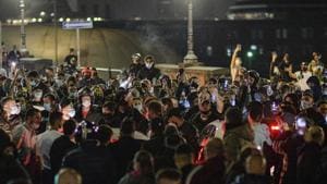 Within hours of De Luca’s announcement on Friday, protesters poured into the streets of Naples where some police vehicles were targeted by demonstrators and damaged by explosives.(AP Photo)