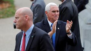 In picture - Vice President Mike Pence and his Chief of Staff Marc Short, outside the New Hampshire State House in Concord, New Hampshire, US.(REUTERS) In picture - Vice President Mike Pence and his Chief of Staff Marc Short, outside the New Hampshire State House in Concord, New Hampshire, US.(REUTERS)