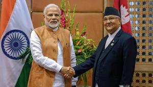 Prime Minister Narendra Modi shakes hands with Prime Minister of Nepal KP Sharma Oli at a meeting on the sidelines of the 4th BIMSTEC Summit, in Kathmandu, Nepal.(PTI) Prime Minister Narendra Modi shakes hands with Prime Minister of Nepal KP Sharma Oli at a meeting on the sidelines of the 4th BIMSTEC Summit, in Kathmandu, Nepal.(PTI)