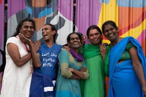 In all, the Aravani Art Project has 30 trans artists from Bengaluru, Mumbai, Chennai, Jaipur, Kolkata and Delhi. The cis members typically serve as mentors and facilitators. (HT PHOTO) In all, the Aravani Art Project has 30 trans artists from Bengaluru, Mumbai, Chennai, Jaipur, Kolkata and Delhi. The cis members typically serve as mentors and facilitators. (HT PHOTO)