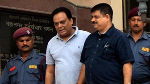 Meat exporter Moin Qureshi being arrested in 2017.(HT Archive) Meat exporter Moin Qureshi being arrested in 2017.(HT Archive)