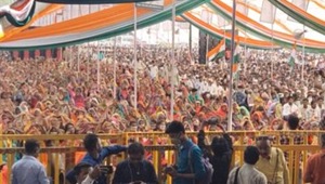 A Congress rally in Madhya Pradesh where bye-elections are being held in 28 assembly constituencies.(https://twitter.com/incmp?lang=en) A Congress rally in Madhya Pradesh where bye-elections are being held in 28 assembly constituencies.(https://twitter.com/incmp?lang=en)