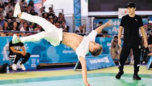 Breakdancer Sergei Chernyshev of Russia in competition at the Buenos Aires 2018 Youth Olympics. At the Games, points are awarded for technique, variety and interpretative and artistic quality.(IOC / OIS) Breakdancer Sergei Chernyshev of Russia in competition at the Buenos Aires 2018 Youth Olympics. At the Games, points are awarded for technique, variety and interpretative and artistic quality.(IOC / OIS)