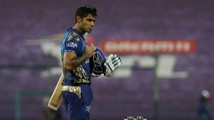 Surya Kumar Yadav of Mumbai Indians after winning the Indian Premier League (IPL) match between the Mumbai Indians and the Royal Challengers Bangalore, at the Sheikh Zayed Stadium in Abu Dhabi.(PTI) Surya Kumar Yadav of Mumbai Indians after winning the Indian Premier League (IPL) match between the Mumbai Indians and the Royal Challengers Bangalore, at the Sheikh Zayed Stadium in Abu Dhabi.(PTI)