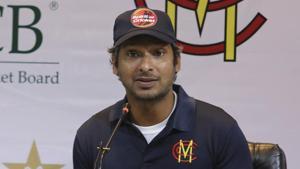 Former Sri Lankan captain Kumar Sangakkara addresses a news conference in Lahore, Pakistan.(AP) Former Sri Lankan captain Kumar Sangakkara addresses a news conference in Lahore, Pakistan.(AP)
