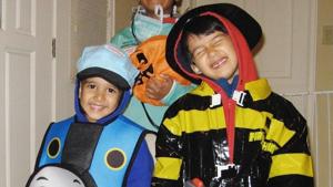Madhuri Dixit and Dr Shriram Nene shared photos of Arin and Ryan dressed up for Halloween. Madhuri Dixit and Dr Shriram Nene shared photos of Arin and Ryan dressed up for Halloween.