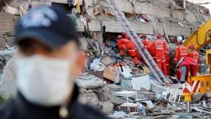 At least 20 buildings in the city were destroyed, authorities said, and the rescue work was punctuated by frequent aftershocks.(Reuters) At least 20 buildings in the city were destroyed, authorities said, and the rescue work was punctuated by frequent aftershocks.(Reuters)