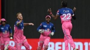 Photo of Rajasthan Royals players form the 50th IPL 2020 match in Abu Dhabi(Twitter) Photo of Rajasthan Royals players form the 50th IPL 2020 match in Abu Dhabi(Twitter)
