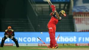Royal Challengers Bangalore batsman Devdutt Padikkal is bowled by Sunrisers Hyderabad player Sandeep Sharma during the Indian Premier League (IPL) cricket match, at Sharjah Cricket Stadium, in Sharjah.(PTI) Royal Challengers Bangalore batsman Devdutt Padikkal is bowled by Sunrisers Hyderabad player Sandeep Sharma during the Indian Premier League (IPL) cricket match, at Sharjah Cricket Stadium, in Sharjah.(PTI)