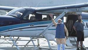 Prime Minister Modi on October 31 inaugurated India’s maiden seaplane service by boarding the twin-engine plane from pond-3 close to Sardar Sarovar Dam.(PTI file photo) Prime Minister Modi on October 31 inaugurated India’s maiden seaplane service by boarding the twin-engine plane from pond-3 close to Sardar Sarovar Dam.(PTI file photo)