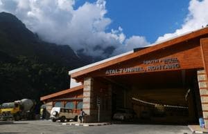 The newly inaugurated Atal Tunnel across the Rohtang Pass is on the Manali-Leh highway.(HT Photo)