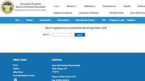 HPBOSE class 10 supplementary results 2020.(Screengrab) HPBOSE class 10 supplementary results 2020.(Screengrab)