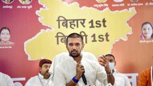 Lok Janshakti Party (LJP) President Chirag Paswan addresses a press conference ahead of the second phase of Bihar assembly polls.(PTI) Lok Janshakti Party (LJP) President Chirag Paswan addresses a press conference ahead of the second phase of Bihar assembly polls.(PTI)