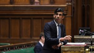 A handout photograph released by the UK Parliament shows Britain's Chancellor of the Exchequer Rishi Sunak making a statement during a debate on the novel coronavirus COVID-19, in the House of Commons in London on October 22.(AFP) A handout photograph released by the UK Parliament shows Britain's Chancellor of the Exchequer Rishi Sunak making a statement during a debate on the novel coronavirus COVID-19, in the House of Commons in London on October 22.(AFP)