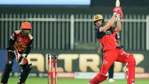 Sharjah: Royal Challengers Bangalore batsman AB de Villier plays a shot during the Indian Premier League (IPL) cricket match against Sunrisers Hyderabad, at Sharjah Cricket Stadium, in Sharjah, Saturday, Oct. 31, 2020.(PTI) Sharjah: Royal Challengers Bangalore batsman AB de Villier plays a shot during the Indian Premier League (IPL) cricket match against Sunrisers Hyderabad, at Sharjah Cricket Stadium, in Sharjah, Saturday, Oct. 31, 2020.(PTI)