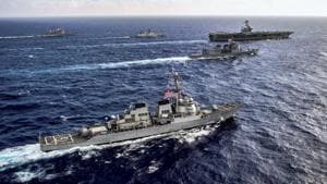 The Malabar originally started in the year 1992 as a bilateral exercise between India and the United States. Japan joined this coordinated naval effort as a permanent member in 2015.(PTI file photo) The Malabar originally started in the year 1992 as a bilateral exercise between India and the United States. Japan joined this coordinated naval effort as a permanent member in 2015.(PTI file photo)