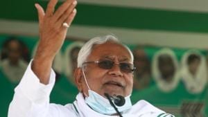 Bihar chief minister Nitish Kumar addressing an election rally during Bihar Assembly Elections in Bhagalpur, Bihar on October 31, 2020.(Santosh Kumar/HT Photo) Bihar chief minister Nitish Kumar addressing an election rally during Bihar Assembly Elections in Bhagalpur, Bihar on October 31, 2020.(Santosh Kumar/HT Photo)