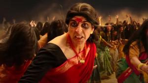 Akshay Kumar in a still from the Bam Bholle music video, from the soundtrack of Laxmii. Akshay Kumar in a still from the Bam Bholle music video, from the soundtrack of Laxmii.