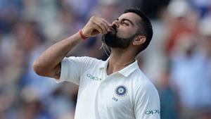 Virat Kohli gestures after scoring a century in England.(Getty Images) Virat Kohli gestures after scoring a century in England.(Getty Images)