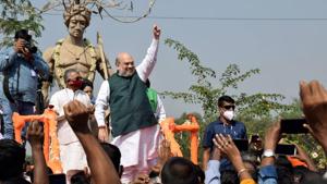 Amit Shah said that the death knell of the Mamata Banerjee government has been sounded and the BJP will come to power with a two-third majority in the coming elections.(PTI) Amit Shah said that the death knell of the Mamata Banerjee government has been sounded and the BJP will come to power with a two-third majority in the coming elections.(PTI)