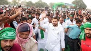 RJD leader Tejashwi Yadav could end Nitish Kumar’s long stint in power according to Times Now-CVoter exit polls.(HT Photo)