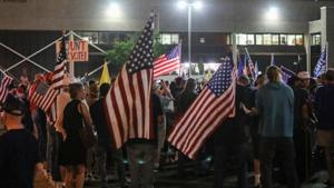 Supporters of US President Donald Trump gather during a protest about the early results of the 2020 presidential election.(Reuters) Supporters of US President Donald Trump gather during a protest about the early results of the 2020 presidential election.(Reuters)
