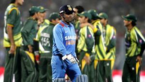Virender Sehwag walks back after his wicket was claimed by Umar Gul in the second one day international match against Pakistan.(HT/Ashok Nath Dey) Virender Sehwag walks back after his wicket was claimed by Umar Gul in the second one day international match against Pakistan.(HT/Ashok Nath Dey)