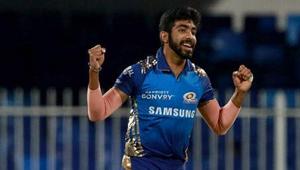 Mumbai Indians (MI) player Jasprit Bumrah celebrate the wicket of Chennai Super Kings batsman Narayan Jagadeesan during the Indian Premier League (IPL) T20 cricket match, at Sharjah Cricket Stadium in Sharjah.(PTI) Mumbai Indians (MI) player Jasprit Bumrah celebrate the wicket of Chennai Super Kings batsman Narayan Jagadeesan during the Indian Premier League (IPL) T20 cricket match, at Sharjah Cricket Stadium in Sharjah.(PTI)