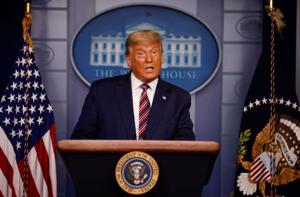 US President Donald Trump speaks about the 2020 US presidential election results in the Brady Press Briefing Room at the White House in Washington.(REUTERS) US President Donald Trump speaks about the 2020 US presidential election results in the Brady Press Briefing Room at the White House in Washington.(REUTERS)
