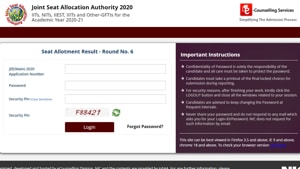 JoSAA 6th seat allotment result 2020.(Screengrab) JoSAA 6th seat allotment result 2020.(Screengrab)