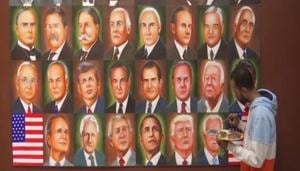 Jagjot Singh Rubal has made a collage of paintings of all the Presidents of the United States, to which he added Biden’s painting, soon after the Democratic candidate became the President-elect on Saturday.(ANI) Jagjot Singh Rubal has made a collage of paintings of all the Presidents of the United States, to which he added Biden’s painting, soon after the Democratic candidate became the President-elect on Saturday.(ANI)