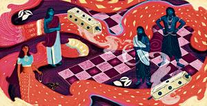 The disrobing of Draupadi or the cheer haran: A pivotal episode in the Mahabharata.(Sonali Zohra/Mahabharata for Children) The disrobing of Draupadi or the cheer haran: A pivotal episode in the Mahabharata.(Sonali Zohra/Mahabharata for Children)