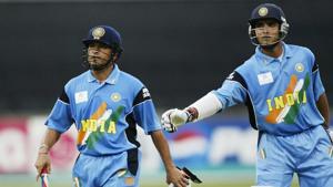 DURBAN - MARCH 20: Sachin Tendulkar (left) of India is given a pat on the back by his captain Sourav Ganguly after being dismissed for 83 during the ICC Cricket World Cup Semi Final game between Kenya and India at Kingsmead, in Durban, South Africa on March 20, 2003. (Photo by Michael Steele/Getty Images)(Getty Images) DURBAN - MARCH 20: Sachin Tendulkar (left) of India is given a pat on the back by his captain Sourav Ganguly after being dismissed for 83 during the ICC Cricket World Cup Semi Final game between Kenya and India at Kingsmead, in Durban, South Africa on March 20, 2003. (Photo by Michael Steele/Getty Images)(Getty Images)