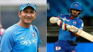 Photos of former Indian batting coach Sanja Bangar, Delhi Capitals’ Shikhar Dhawan(Twitter) Photos of former Indian batting coach Sanja Bangar, Delhi Capitals’ Shikhar Dhawan(Twitter)