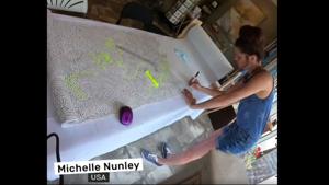 The image shows Michelle Nunley drawing the maze.(Facebook/@Guinness World Records) The image shows Michelle Nunley drawing the maze.(Facebook/@Guinness World Records)