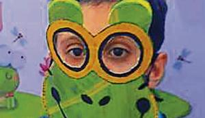 A student of St Joseph’s Senior Secondary School, Sector 44-D, Chandigarh, dressed as a frog during the story enactment session.(HT) A student of St Joseph’s Senior Secondary School, Sector 44-D, Chandigarh, dressed as a frog during the story enactment session.(HT)