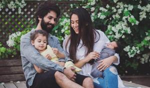 Shahid Kapoor and wife Mira Rajput with their kids Misha and Zain. Shahid Kapoor and wife Mira Rajput with their kids Misha and Zain.