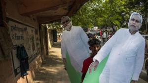 Supporters carry a cardboard cut-out of Bihar chief minister Nitish Kumar in Gaya.(Bloomberg File Photo) Supporters carry a cardboard cut-out of Bihar chief minister Nitish Kumar in Gaya.(Bloomberg File Photo)