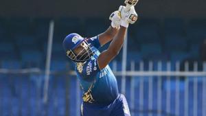 IPL 2020: Kieron Pollard takes the aerial route(IPL/Twitter) IPL 2020: Kieron Pollard takes the aerial route(IPL/Twitter)