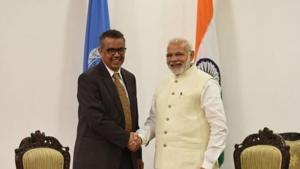 Prime Minister Narendra Modi and WHO chief Tedros Adhanon Ghebreyesus had a telephonic conversation on Covid-19 and vaccine. (File Photo: PMO) Prime Minister Narendra Modi and WHO chief Tedros Adhanon Ghebreyesus had a telephonic conversation on Covid-19 and vaccine. (File Photo: PMO)