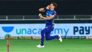 IPL 2020: Trent Boult in his bowling stride.(IPL/Twitter) IPL 2020: Trent Boult in his bowling stride.(IPL/Twitter)