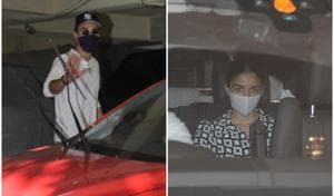 Ranbir Kapoor and Alia Bhatt at a dubbing studio in Mumbai.(Varinder Chawla) Ranbir Kapoor and Alia Bhatt at a dubbing studio in Mumbai.(Varinder Chawla)